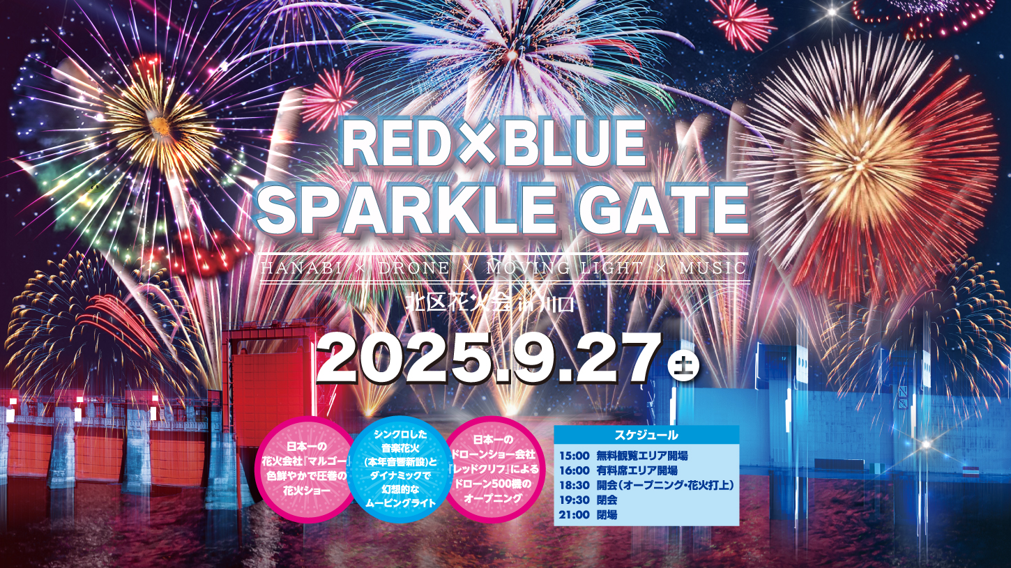 RED×BLUE SPARKLE GATE -北区花火会in川口- – 北区花火会2025